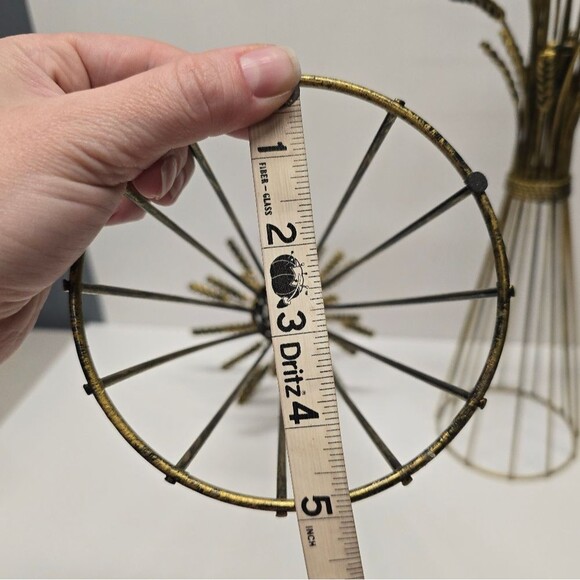 Vintage MCM Candlestick Holder Hollywood Regency Rustic Wheat Sheath Pair 18" - Picture 6 of 8